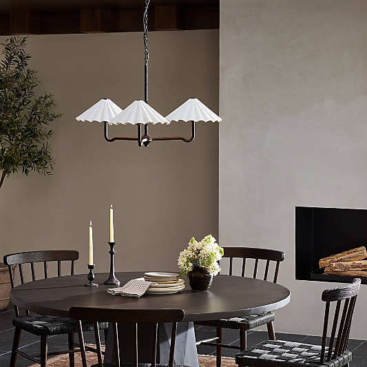 Antoine Black Metal Chandelier Light with Fabric Shades