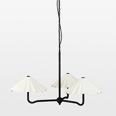 Antoine Black Metal Chandelier Light with Fabric Shades