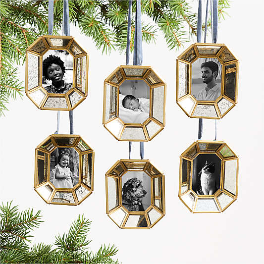 Antique Glass 2026 Frame Christmas Tree Ornament Set of 6