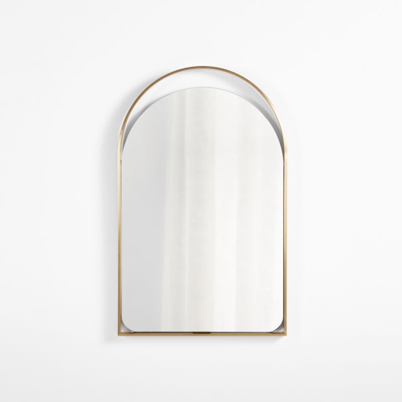 21st Century Small Standing Mirror, Brass Frame and Leather Insert