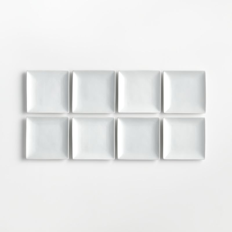 Mercer White Square Porcelain Appetizer Plates, Set of 8