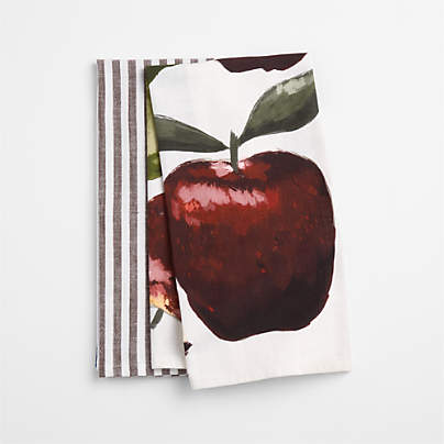 Apple and Stripe Organic Cotton Dish Towel Set