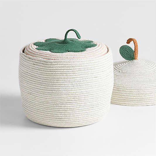 Apple and Strawberry Cotton Rope Fruit Bin Set