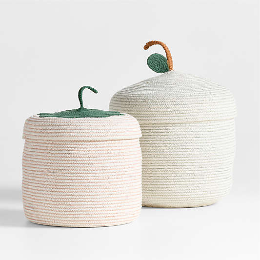 Apple and Strawberry Cotton Rope Fruit Bin Set