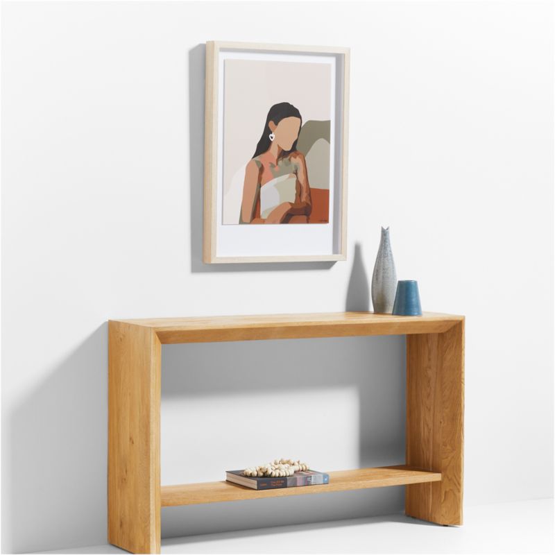 Baja 72" Rectangular Natural Oak Wood Console Table with Shelf