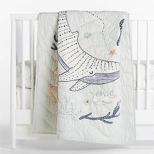 Aquatic Life Organic Cotton Baby Crib Quilt