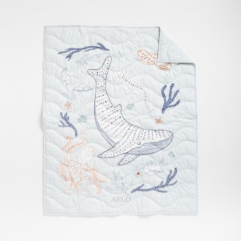 Aquatic Life Organic Cotton Baby Crib Quilt - image 5 of 12