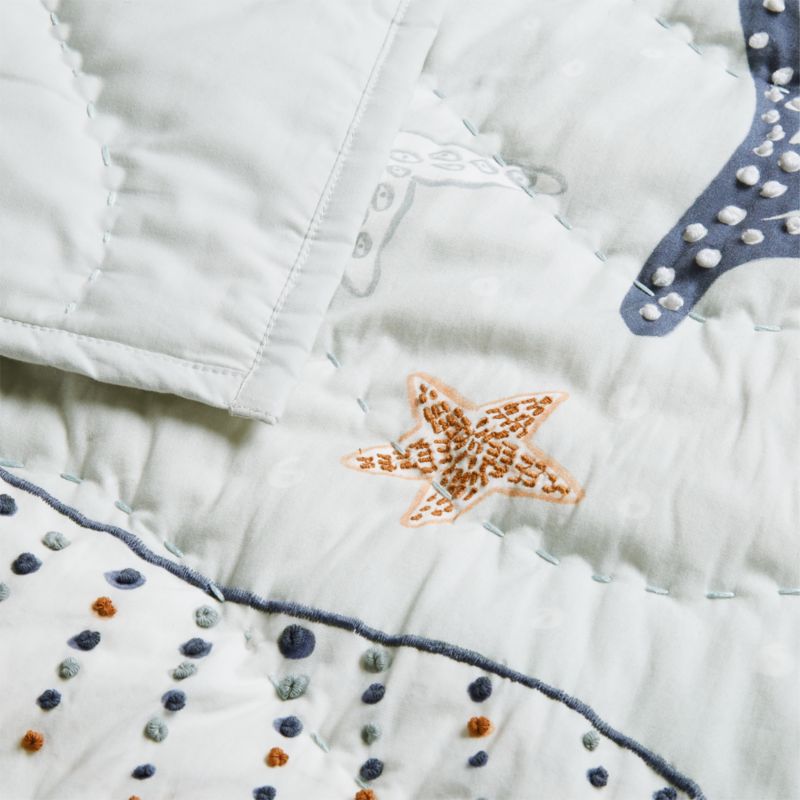 Aquatic Life Organic Cotton Baby Crib Quilt - image 8 of 12