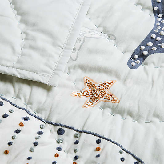 Aquatic Life 100% Organic Cotton Baby Crib Quilt