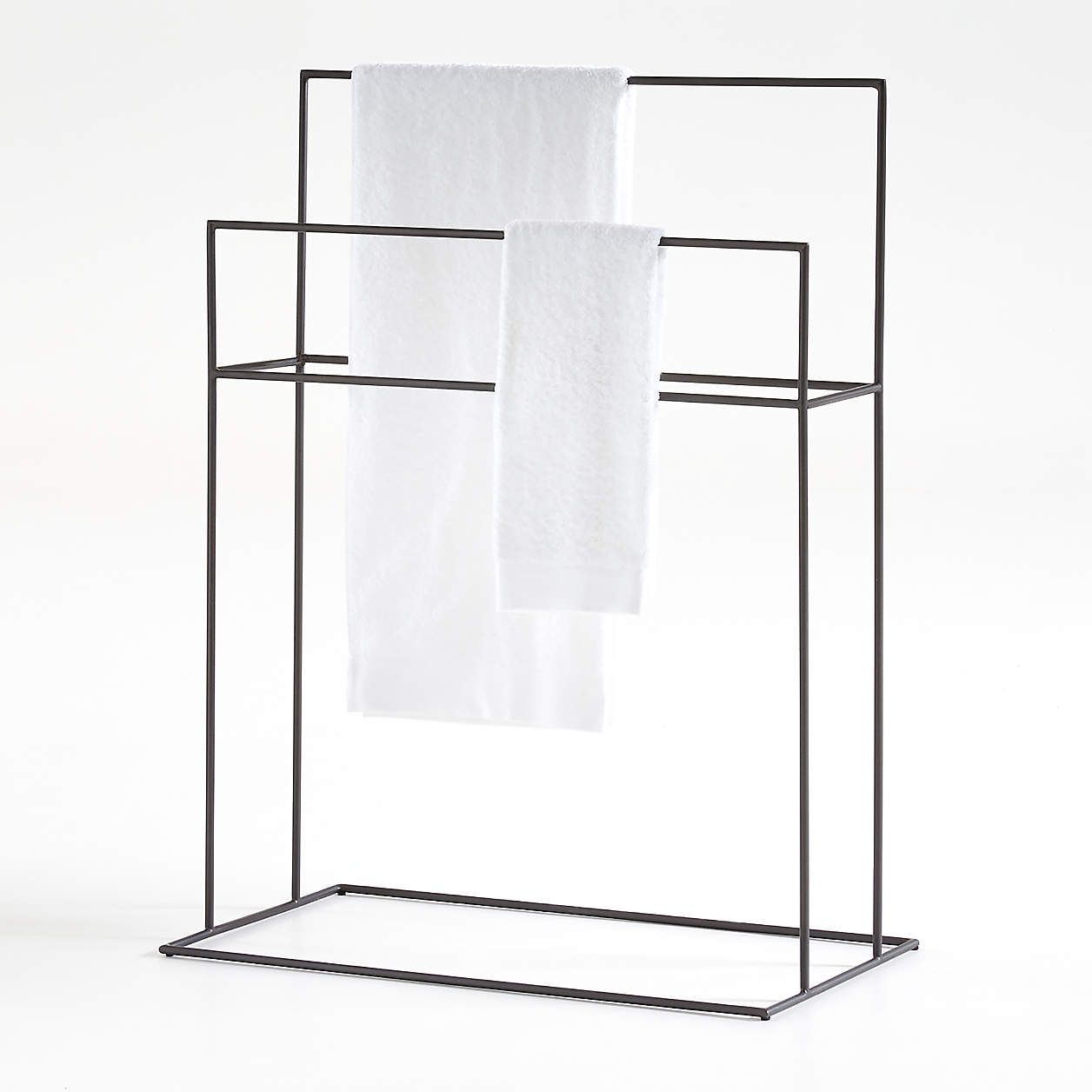 Aqueduct Gunmetal Standing Towel Rack + Reviews Crate and Barrel