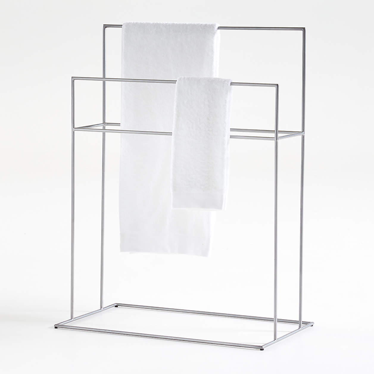 Aqueduct Nickel Standing Towel Rack + Reviews Crate & Barrel