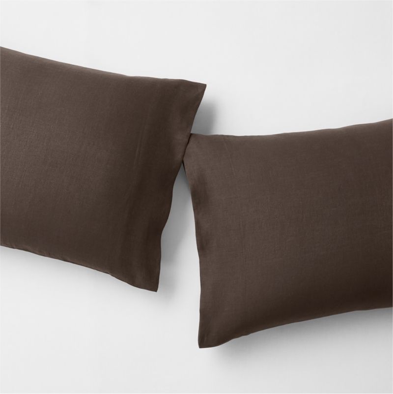 Viewing product image Aire Natural European Linen Deep Brown Standard Bed Pillow Sham - image 1 of 2