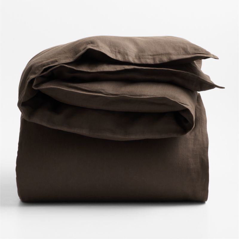 Aire Natural European Linen Deep Brown Full/Queen Duvet Cover - image 3 of 7