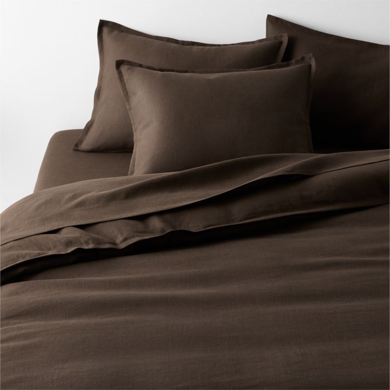 Viewing product image Aire Natural European Linen Deep Brown Full/Queen Duvet Cover - image 1 of 6
