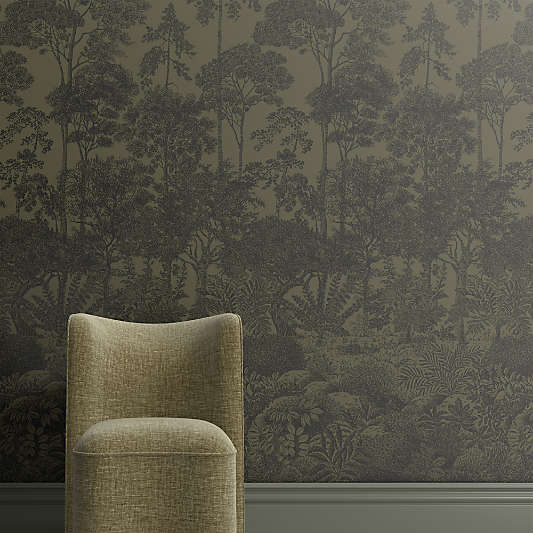 Arbor Burnt Green Scenic Wallpaper