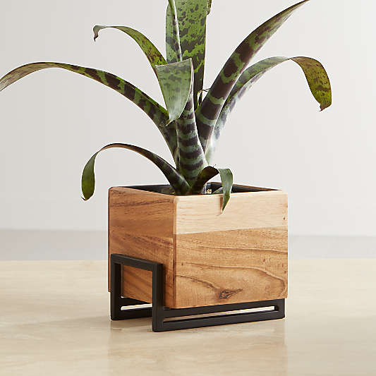 Arcaydia Small Tabletop Wood and Metal Planter