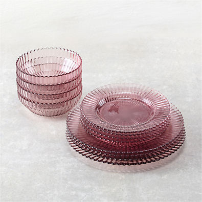 View Archie Pink Glass 12-Piece Place Setting details