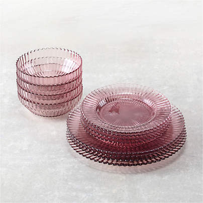 Archie Pink Glass 12-Piece Place Setting