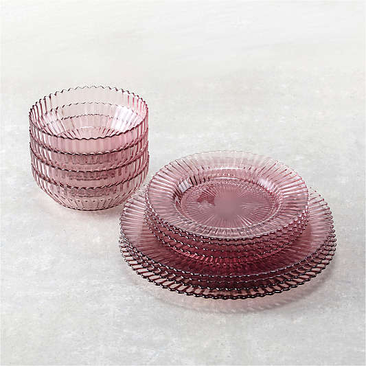 Archie Pink Glass 12-Piece Place Setting