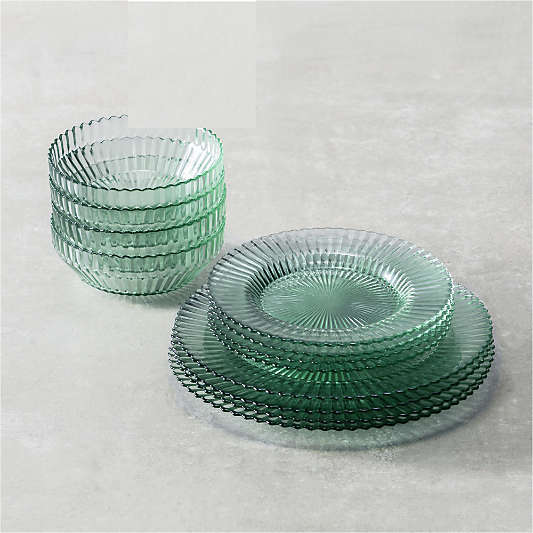 Archie Green Glass 12-Piece Place Setting