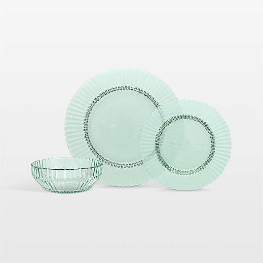 Archie Green Glass 12-Piece Place Setting