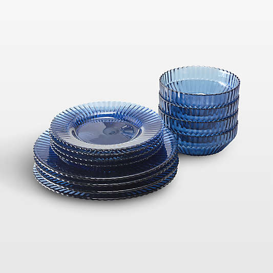 Archie Cornflower Glass 12-Piece Dinnerware Set