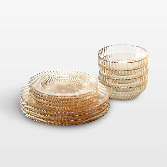 Archie Ginger Gold Glass 12-Piece Dinnerware Set