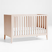 Archie Whitewashed Ash Wood Convertible Baby Crib