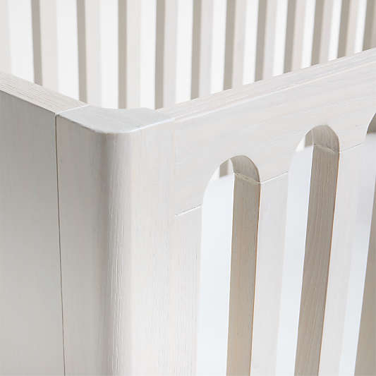 Archie Whitewashed Ash Wood Convertible Baby Crib with Toddler Bed Rail