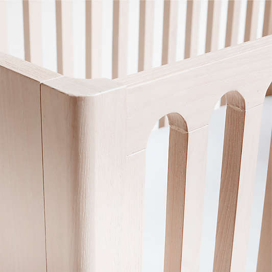 Archie Whitewashed Ash Wood Convertible Baby Crib with Toddler Bed Rail