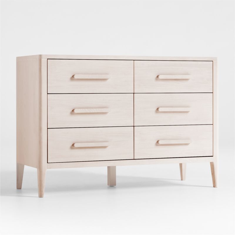 Archie Whitewashed Ash Wood Wide 6-Drawer Kids Dresser - image 3 of 7