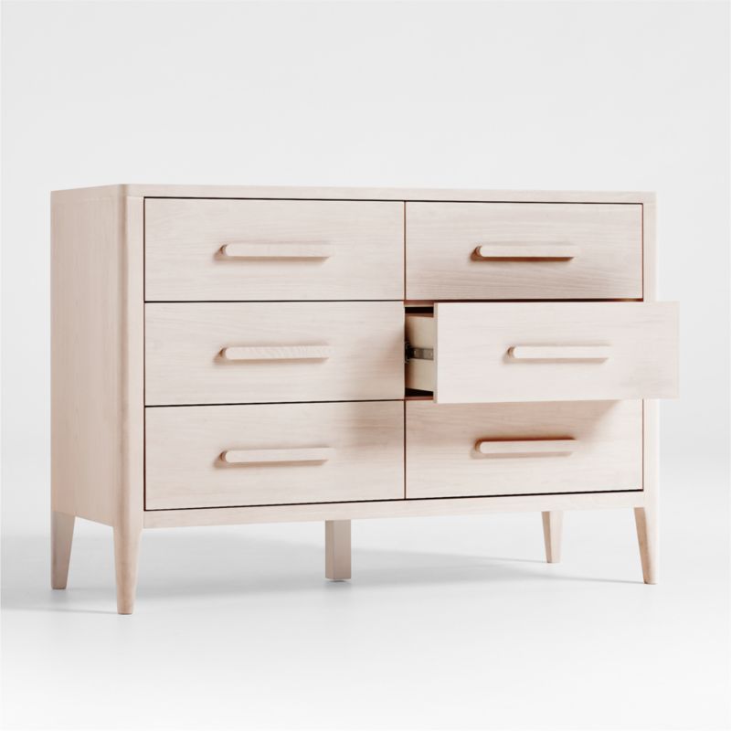 Archie Whitewashed Ash Wood Wide 6-Drawer Kids Dresser - image 4 of 7