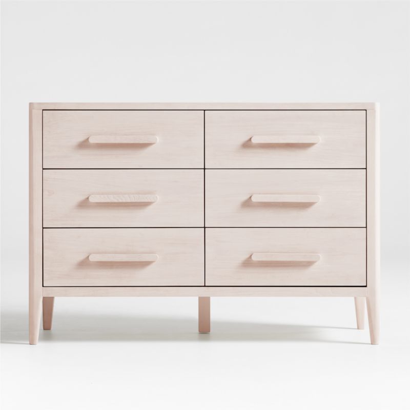 Archie Whitewashed Ash Wood Wide 6-Drawer Kids Dresser - image 0 of 7