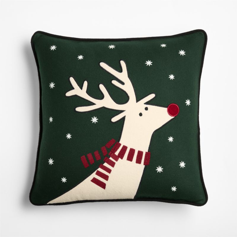 Joan Anderson's Arctic Friend Reindeer 20"x20" Spruce Green Throw Pillow Cover - image 2 of 5
