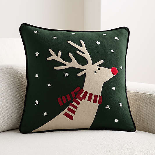 Joan Anderson's Arctic Friend Reindeer 20"x20" Spruce Green Throw Pillow Cover