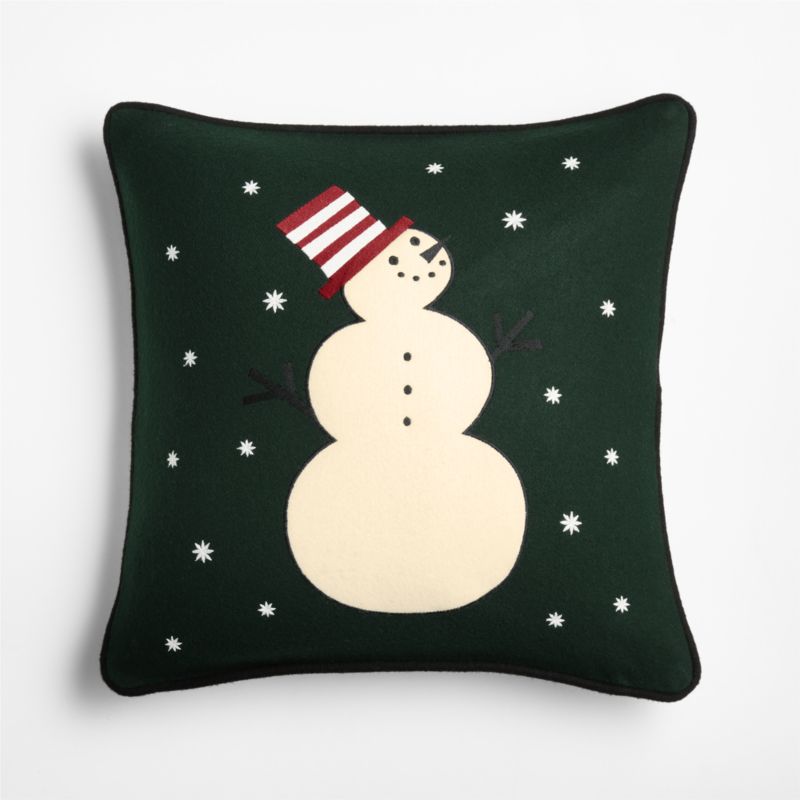 Joan Anderson's Arctic Friend Snowman 20"x20" Spruce Green Throw Pillow with Feather Insert - image 3 of 4