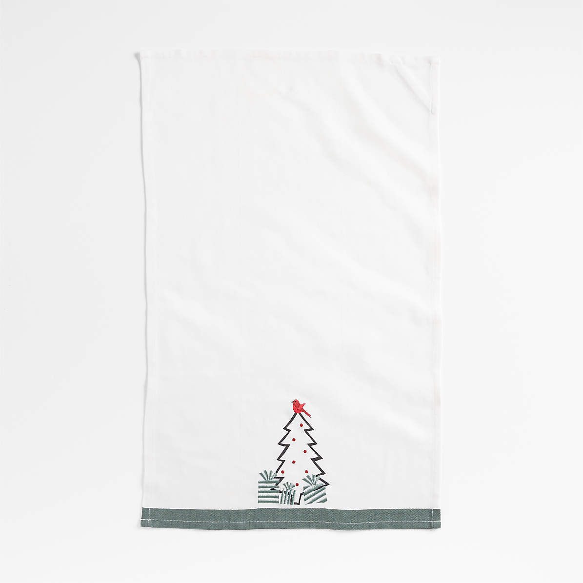 Arctic Bird and Christmas Tree Organic Cotton Dish Towel by Joan Anderson +  Reviews