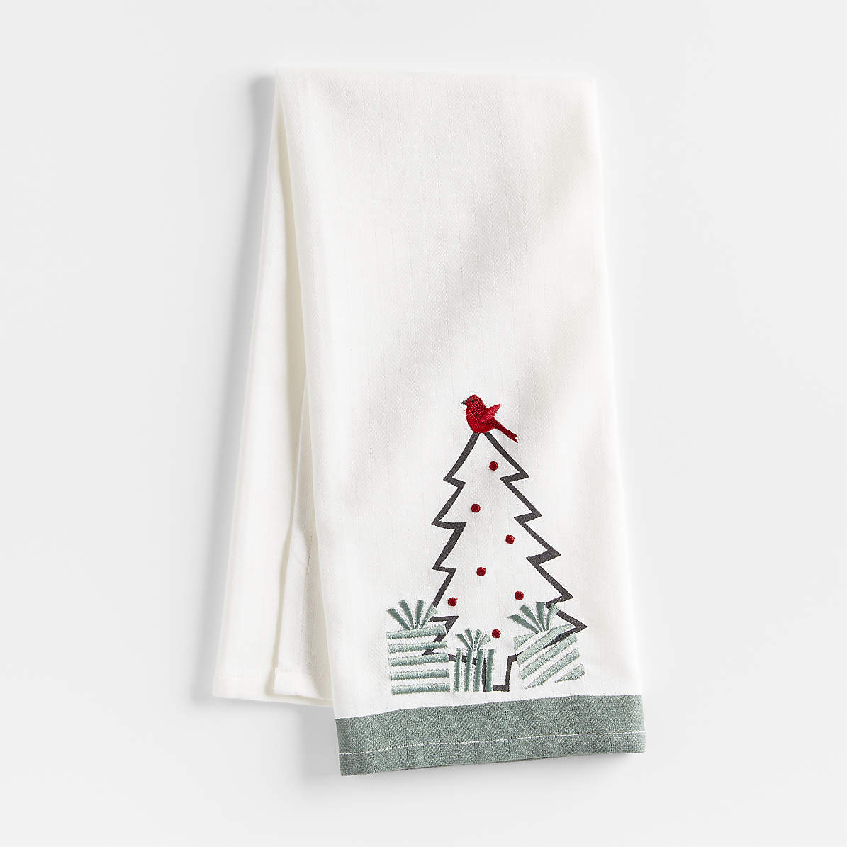 Arctic Bird and Christmas Tree Organic Cotton Dish Towel by Joan Anderson +  Reviews