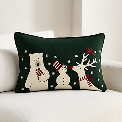 View Joan Anderson's Arctic Friends 24"x16" Spruce Green Throw Pillow Cover details