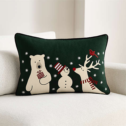 Joan Anderson's Arctic Friends 24"x16" Spruce Green Throw Pillow Cover