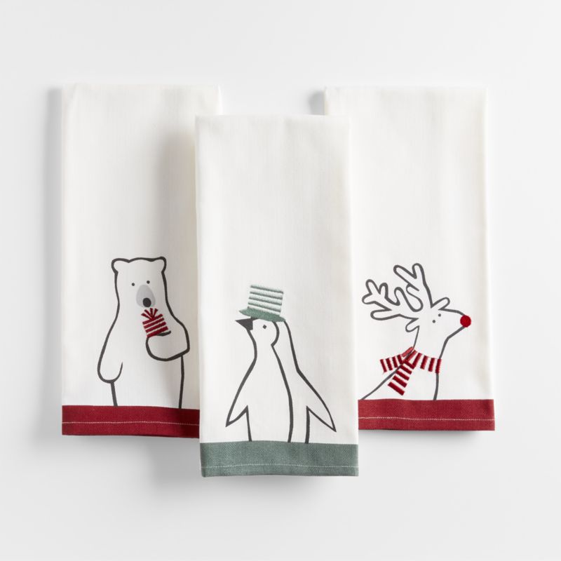 Joan Anderson Arctic Friends Organic Cotton Dish Towels, Set of 3