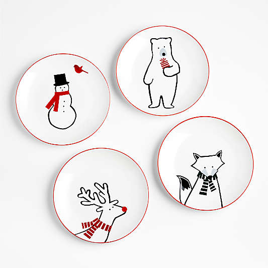 Joan Anderson Arctic Friends Holiday Salad Plates, Set of 4