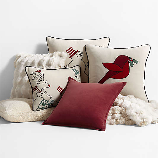 Washed Organic Cotton Velvet Holiday Throw Pillows