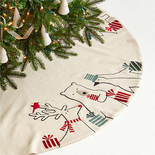 Arctic Friends Wool Christmas Tree Skirt by Joan Anderson