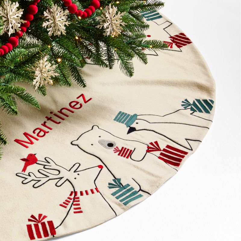 Viewing product image Arctic Friends Wool Christmas Tree Skirt by Joan Anderson - image 1 of 5