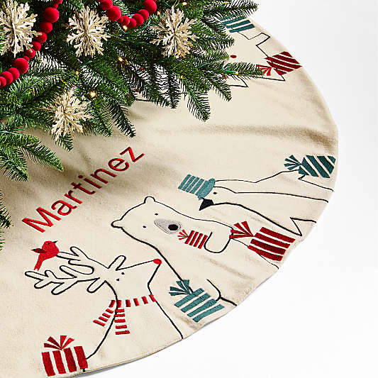 Arctic Friends Wool Christmas Tree Skirt by Joan Anderson