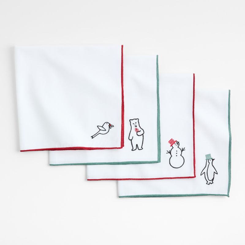 Viewing product image Arctic Friends Organic Cotton Holiday Napkins, Set of 4 by Joan Anderson - image 1 of 3