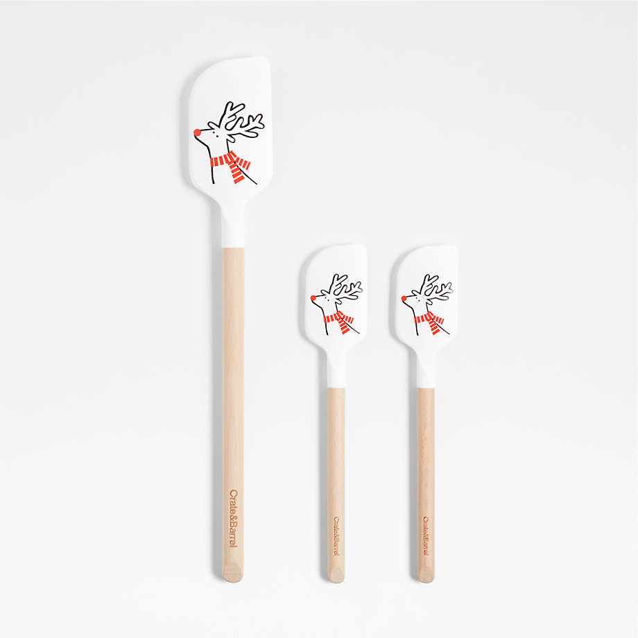 Crate & Barrel White Silicone and Stainless Steel Mini Spatulas