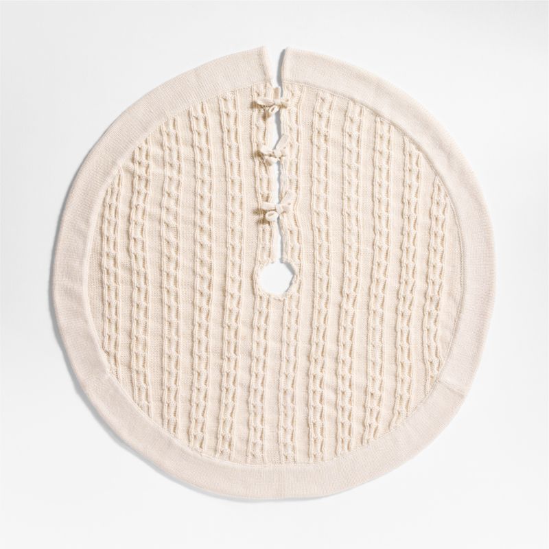 Arctic Ivory Cable Knit Christmas Tree Skirt - image 6 of 8