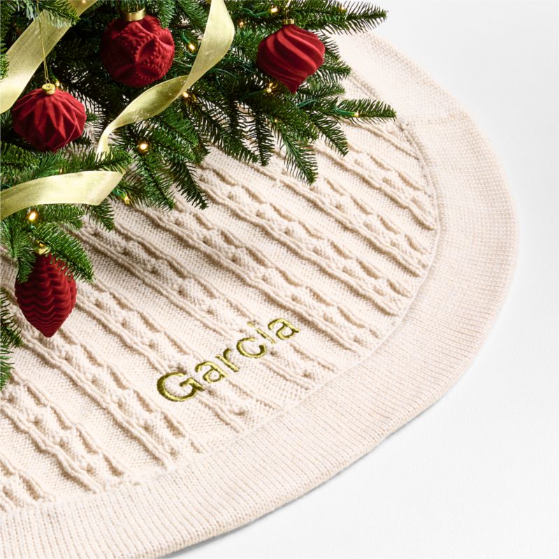 Arctic Ivory Cable Knit Christmas Tree Skirt - image 0 of 8